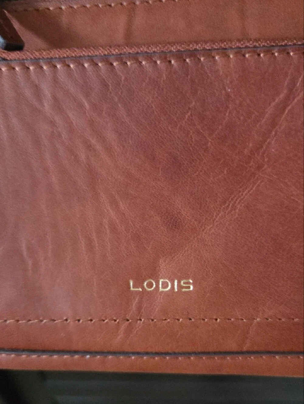 Lodis Glace Polished Leather Sling Wristlet Wallet In Chestnut